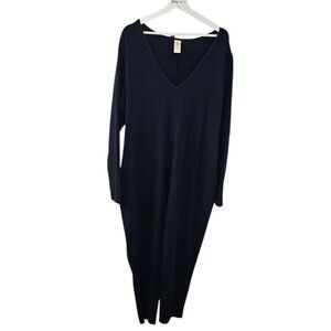 Smash + Tess V-Neck Long Sleeve Jumpsuit Romper, Black, Plus Size Loungewear,2XL